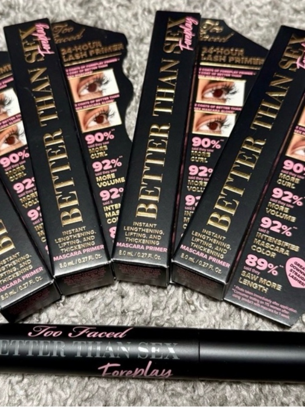 (Lot of 5) Too Faced Better Than Sex Foreplay Lash Primer (Pitch Black)